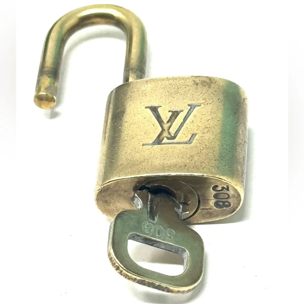 Authentic Louis Vuitton Gold Lock & Key Brass Number 308